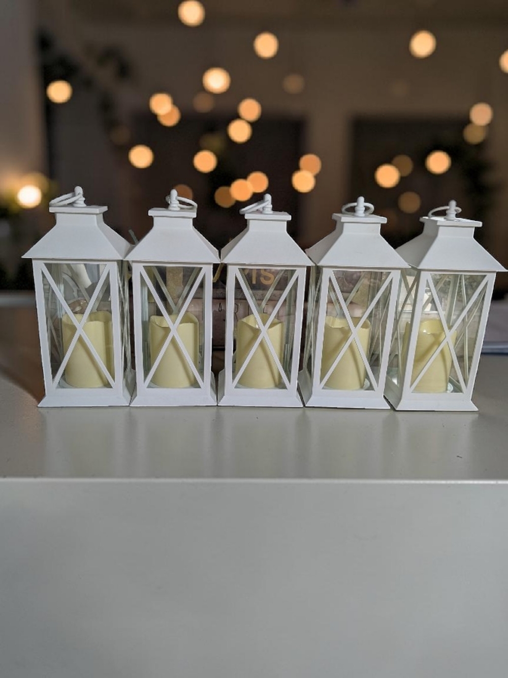 5 White Decorative Lantern with LED Candle - Unbranded. Only Used Once... - Picture 7 of 8